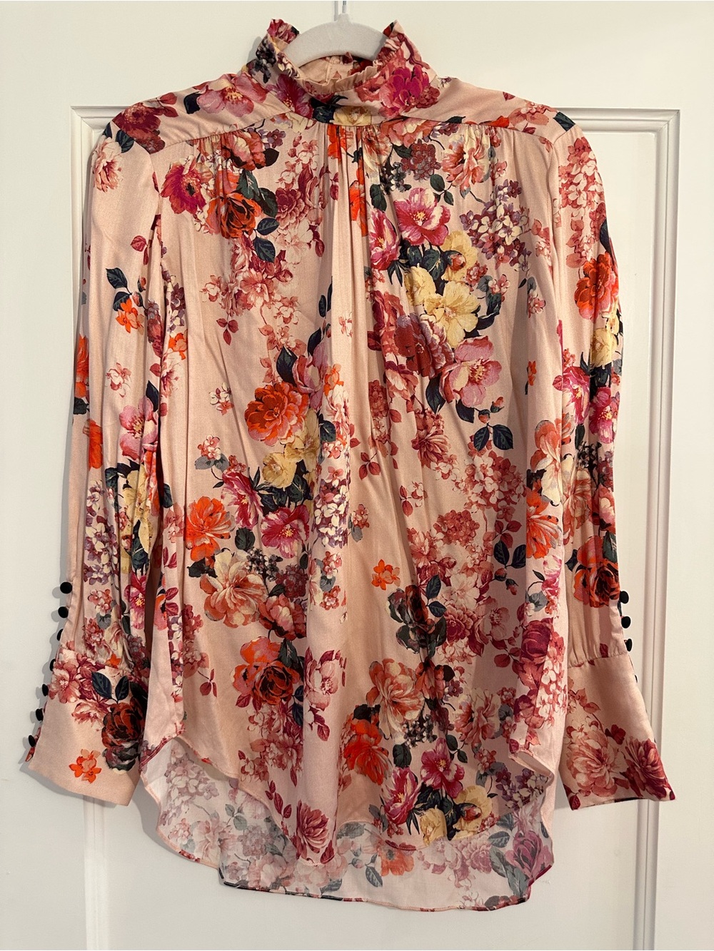 Zara Women XS Floral Pink Long-Sleeve Women’s Blouse